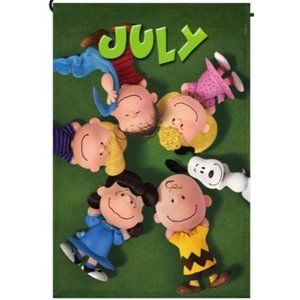 SNOOPY PEANUTS GANG Garden Flag12"x 18" JULY BIRTHDAY / EVENT Banner 80229 NIP